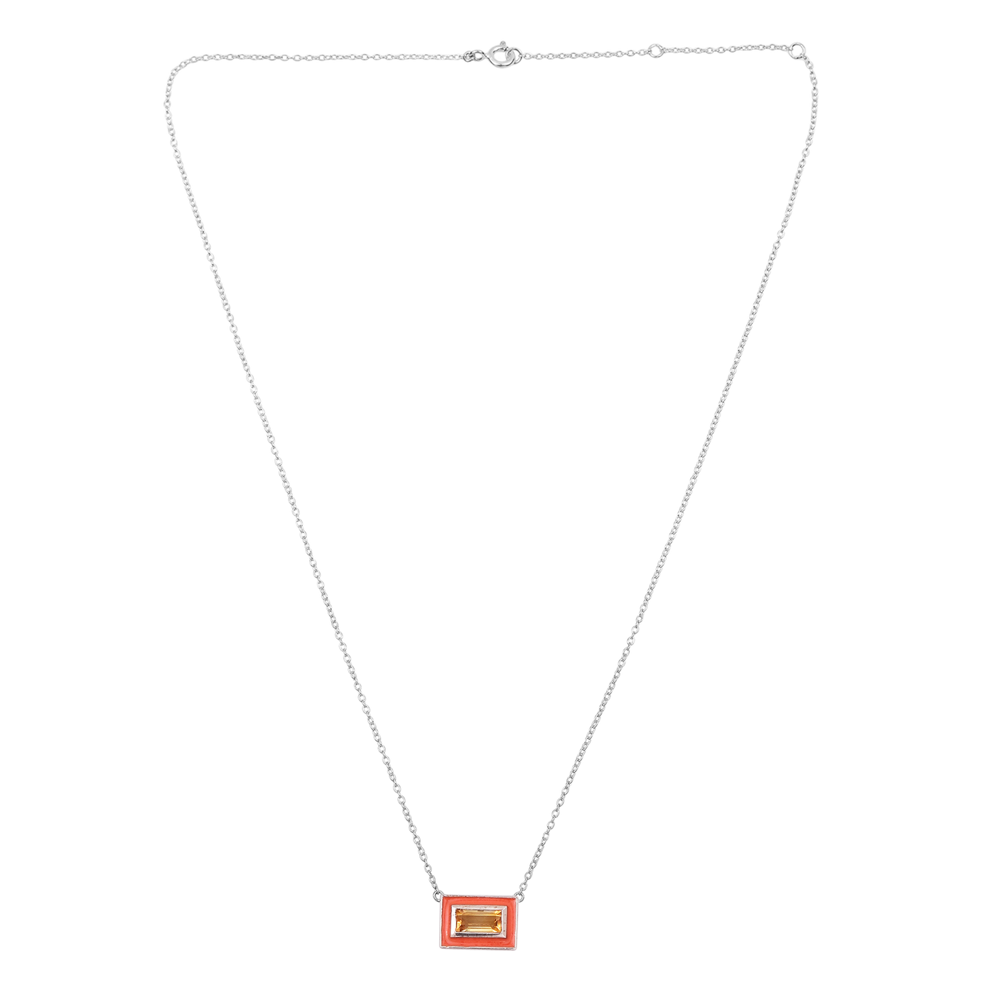 Dainty Citrine Enamel Chain Necklace