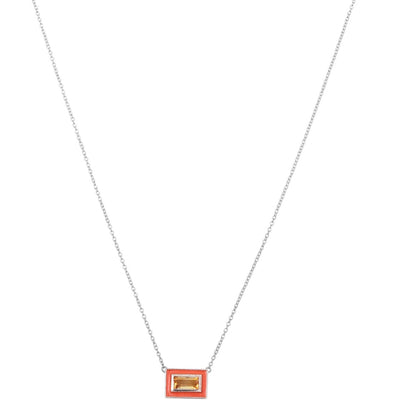 Dainty Citrine Enamel Chain Necklace