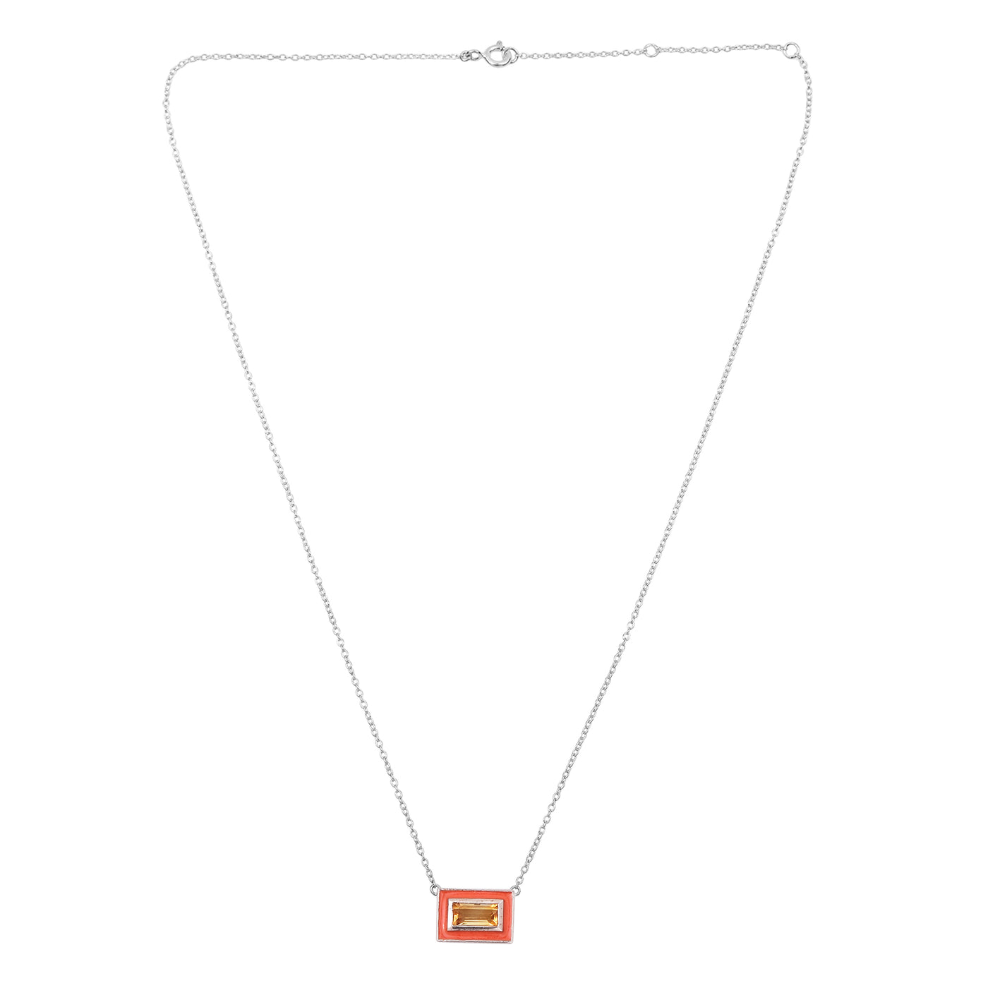 Dainty Citrine Enamel Chain Necklace