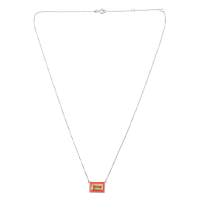 Dainty Citrine Enamel Chain Necklace