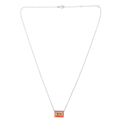 Dainty Citrine Enamel Chain Necklace