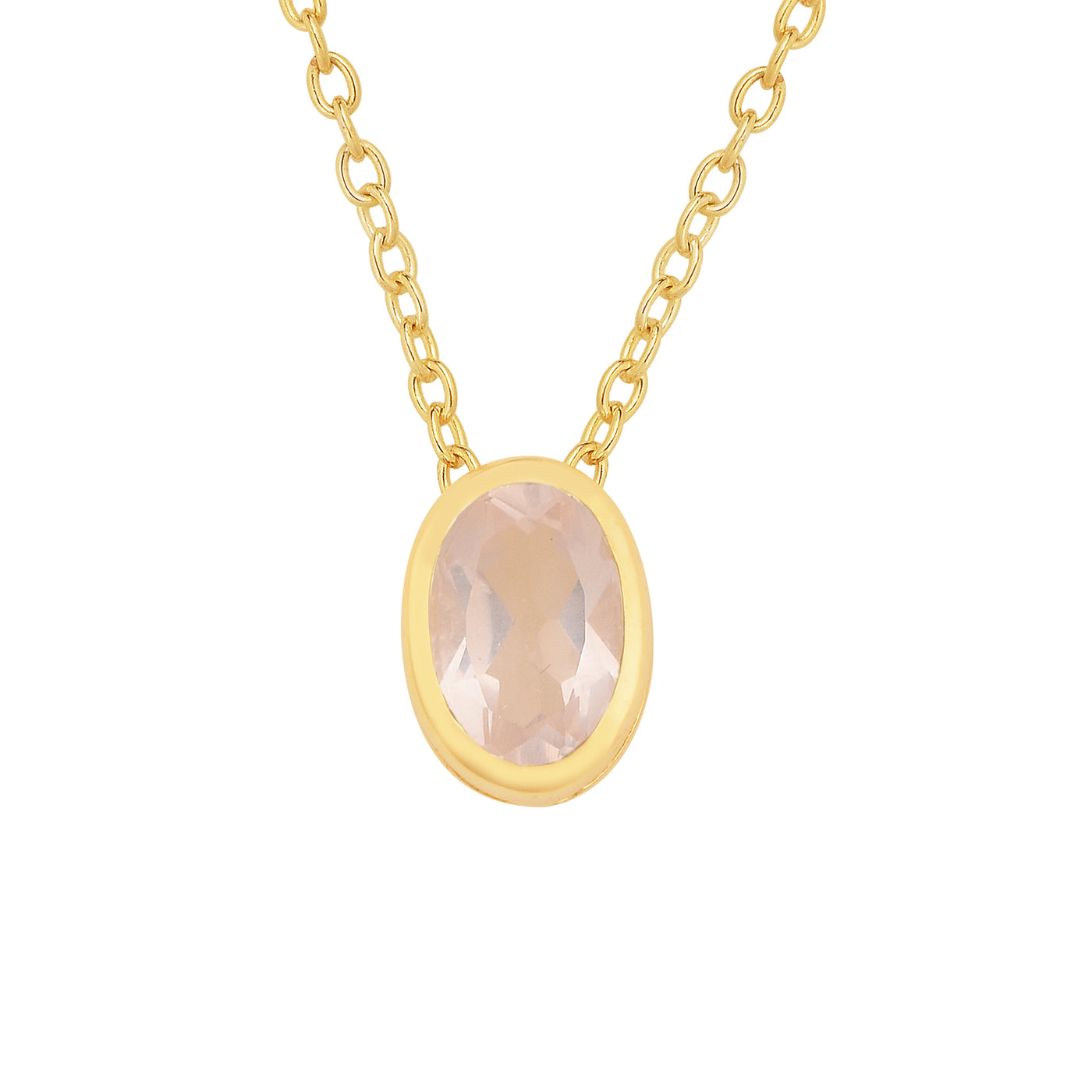 Oval Rose Quartz Solitaire Chain Necklace