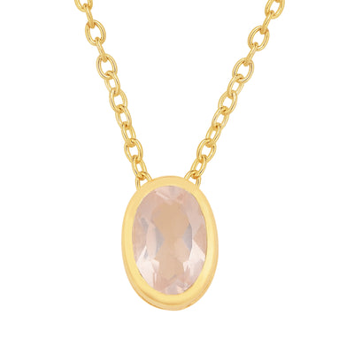 Oval Rose Quartz Solitaire Chain Necklace