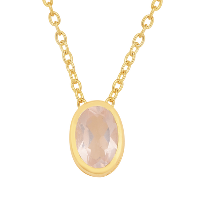 Oval Rose Quartz Solitaire Chain Necklace