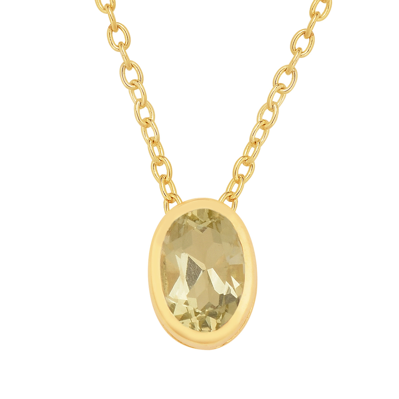 Oval Cut Lemon Quartz Solitaire Necklace