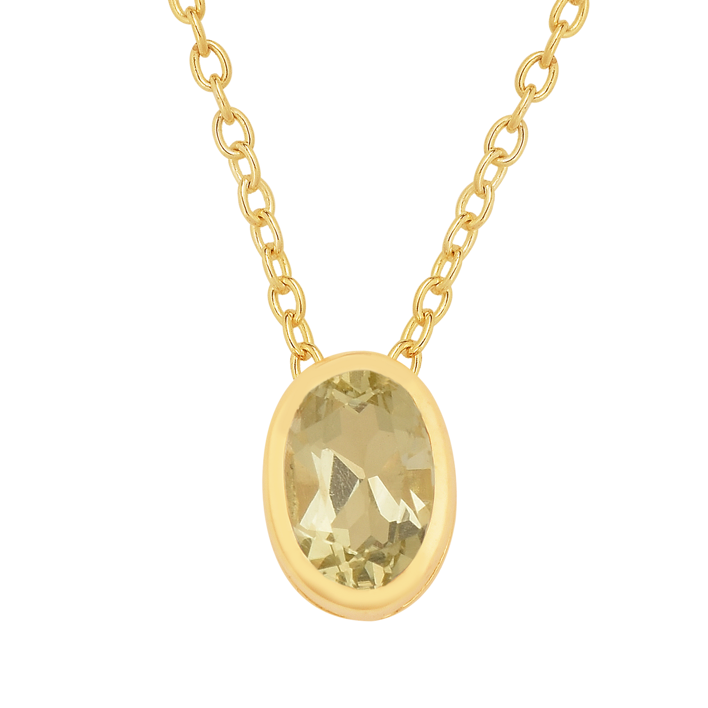 Oval Cut Lemon Quartz Solitaire Necklace