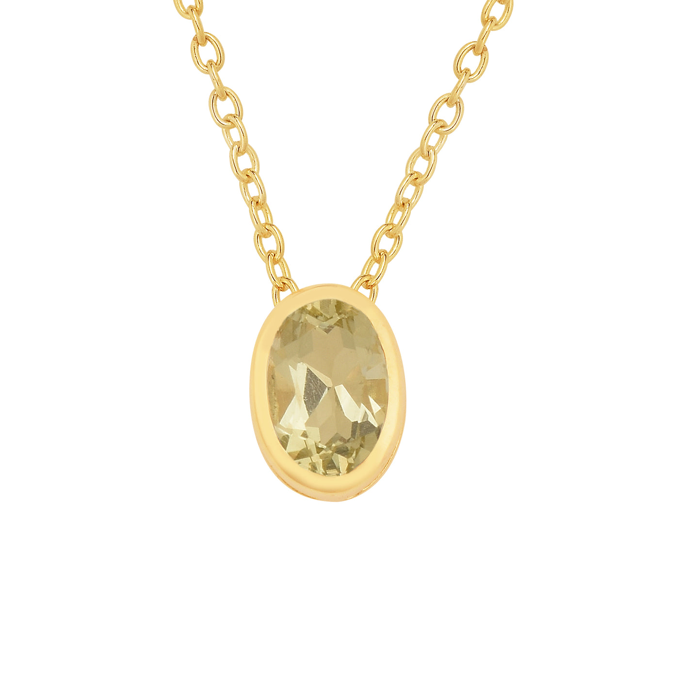 Oval Cut Lemon Quartz Solitaire Necklace