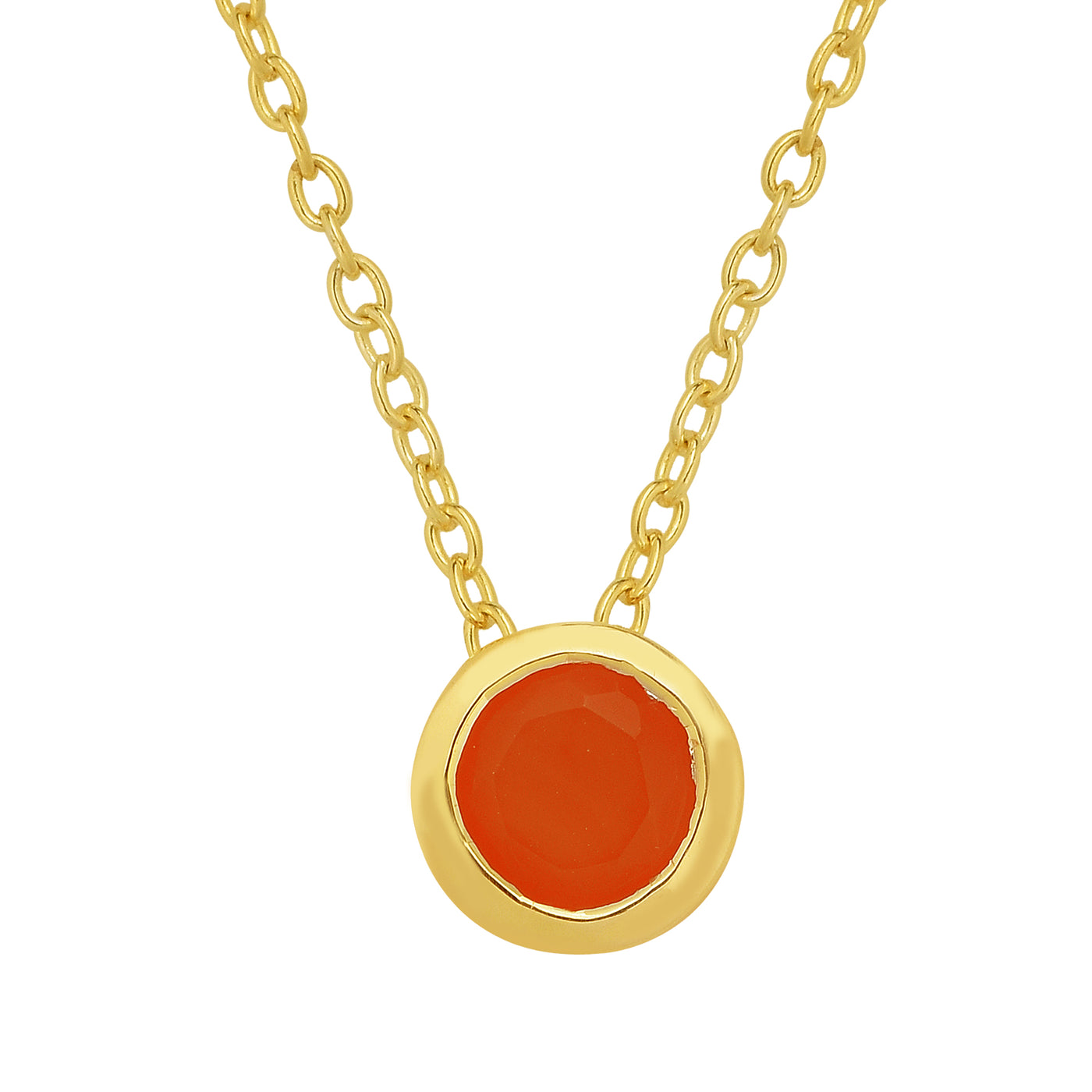 925 Round Carnelian Solitaire Necklace