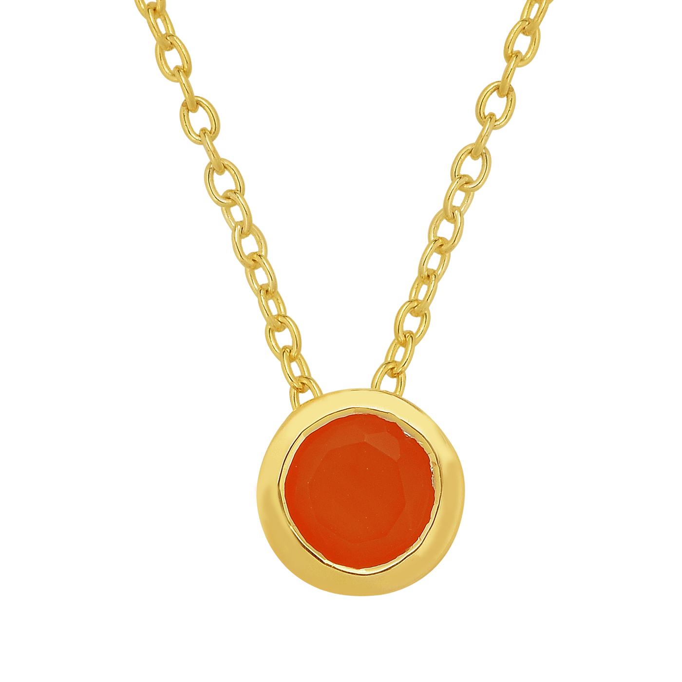 925 Round Carnelian Solitaire Necklace