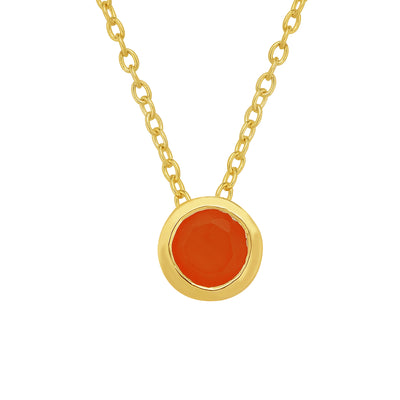 925 Round Carnelian Solitaire Necklace