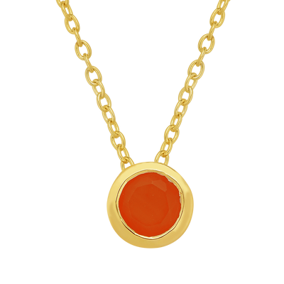 925 Round Carnelian Solitaire Necklace