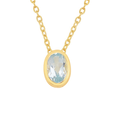 Oval Aquamarine Solitaire Chain Necklace