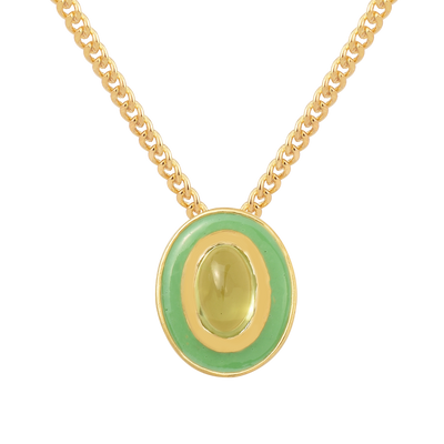 Dainty Oval Peridot Enamel Chain Necklace