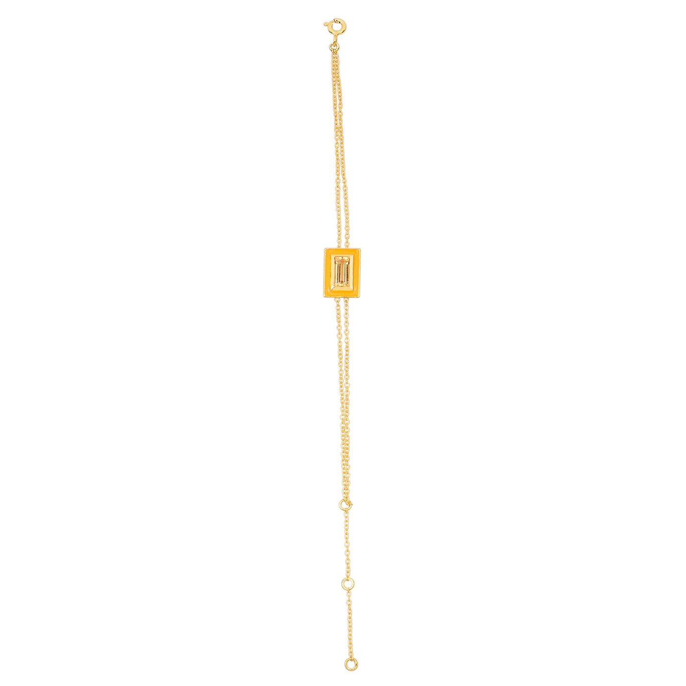 Baguette Citrine Enamel Chain Bracelet