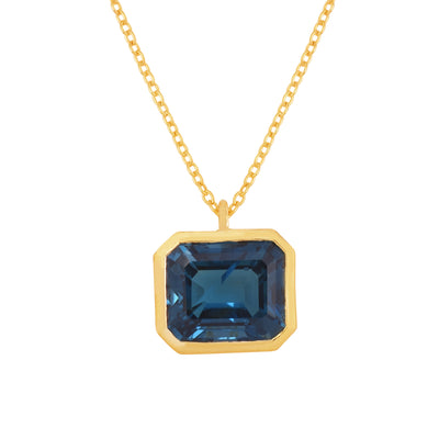 Octagon London Blue Topaz Solitaire Necklace