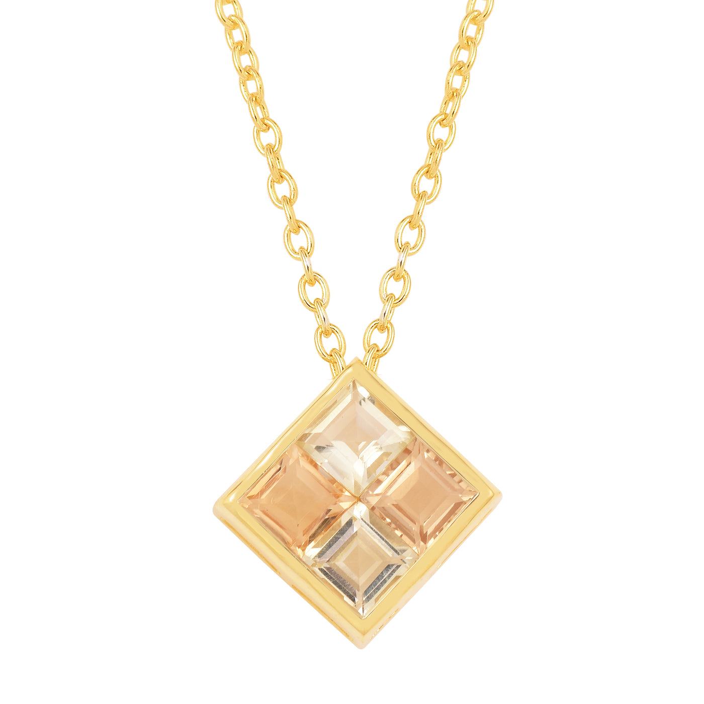 Square Lemon Quartz, Citrine Jigsaw Chain