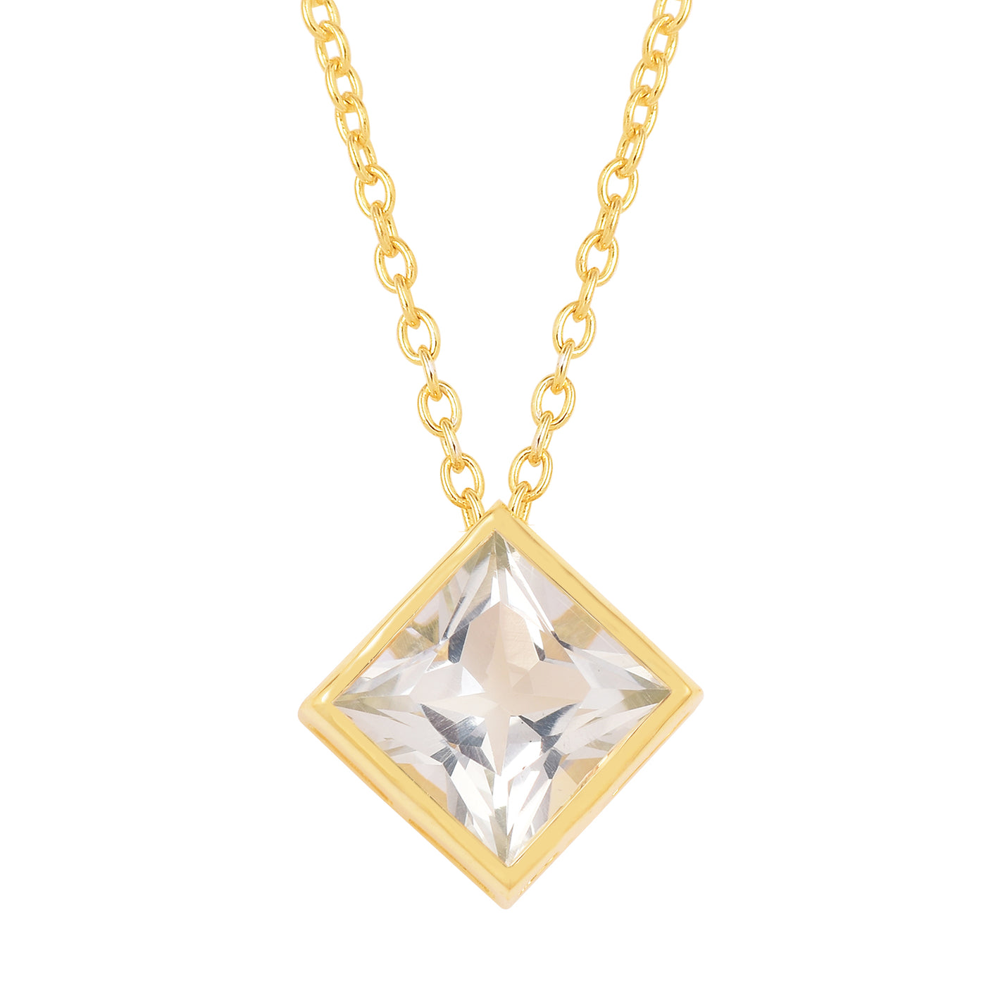 Square Green Amethyst Solitaire Chain