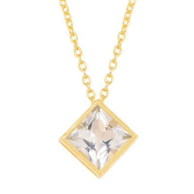 Square Green Amethyst Solitaire Chain