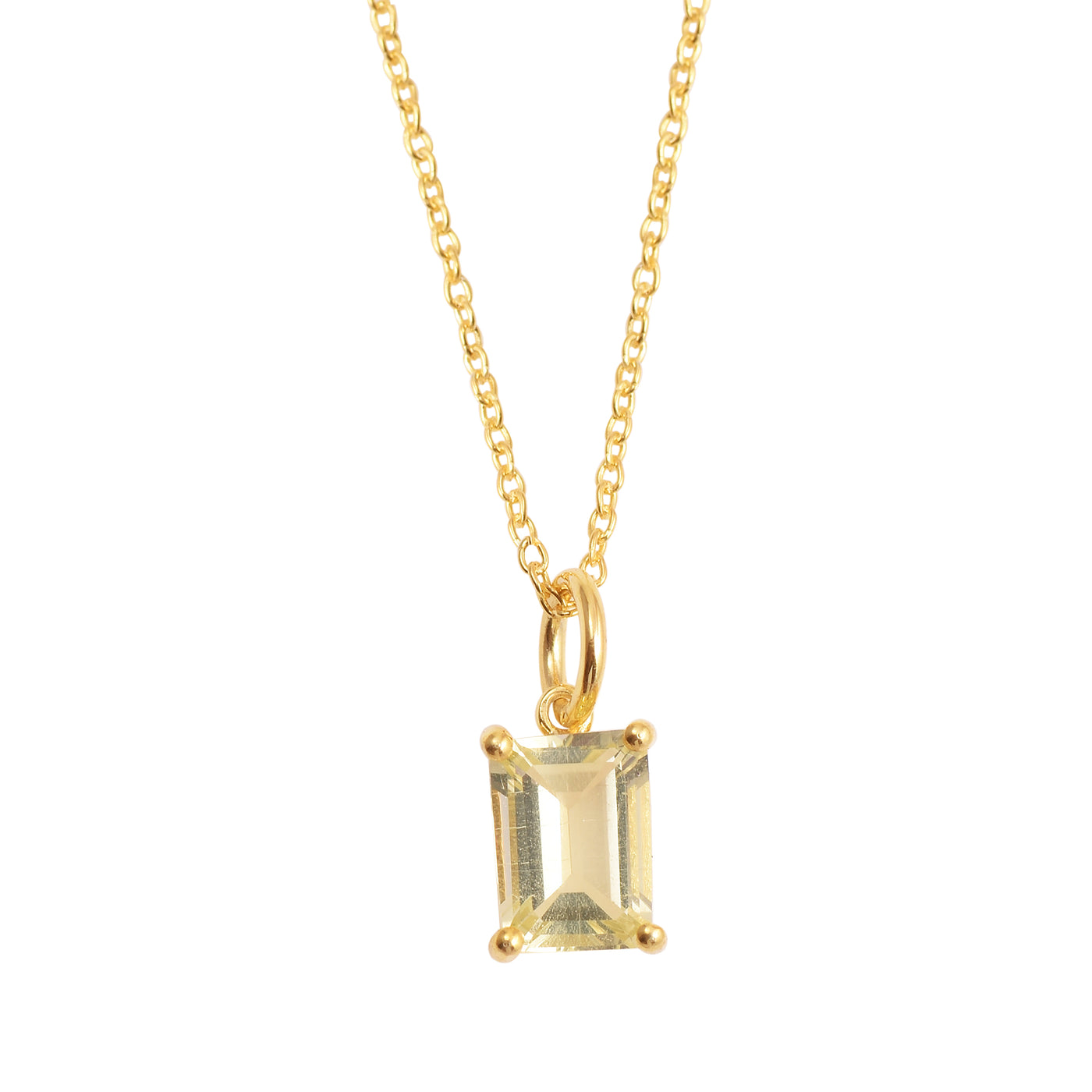 Lemon Quartz Solitaire Necklace