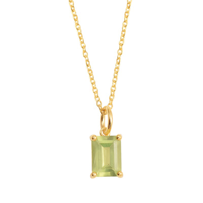 Octagon Peridot Solitaire Necklace