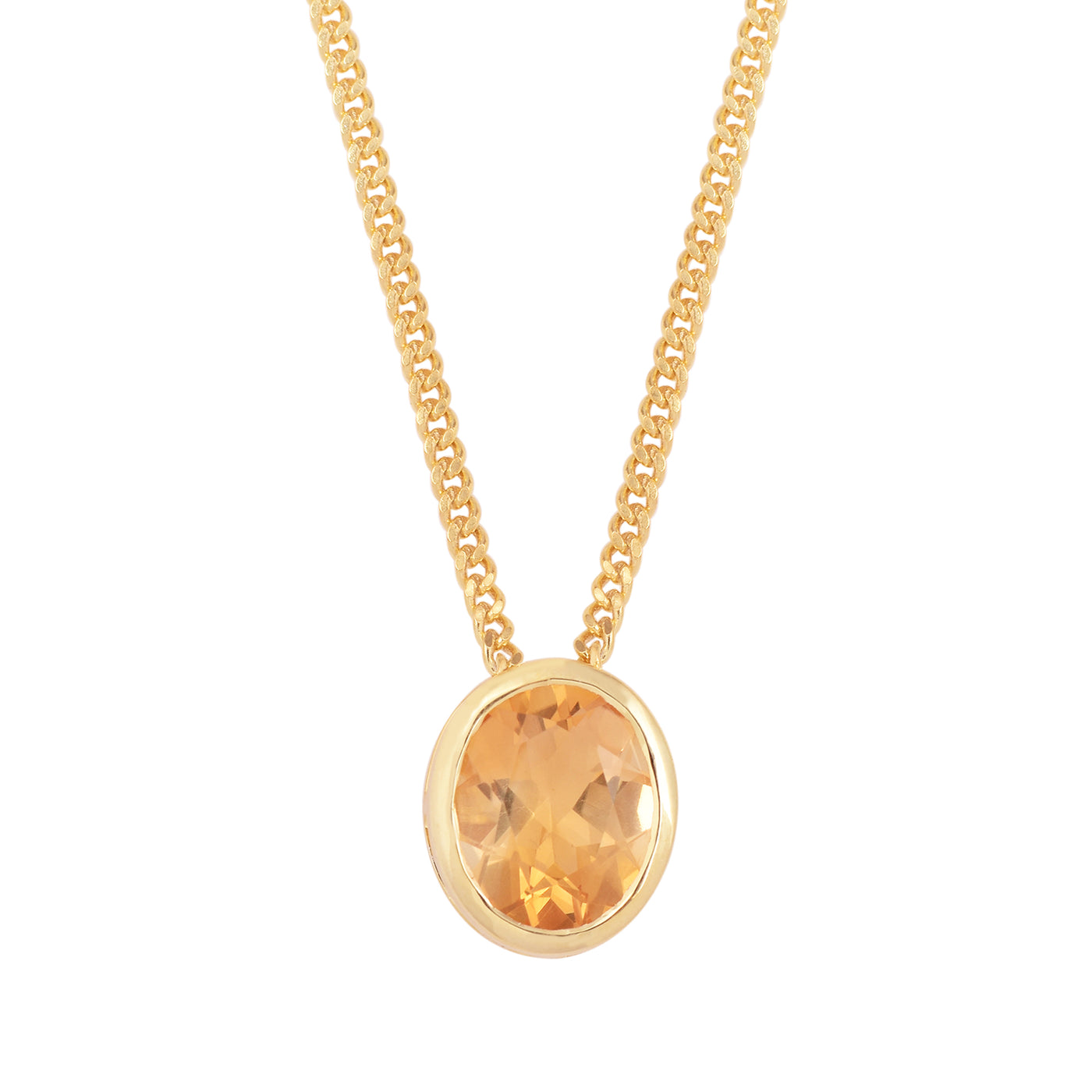 Delicate Oval Citrine Solitaire Necklace