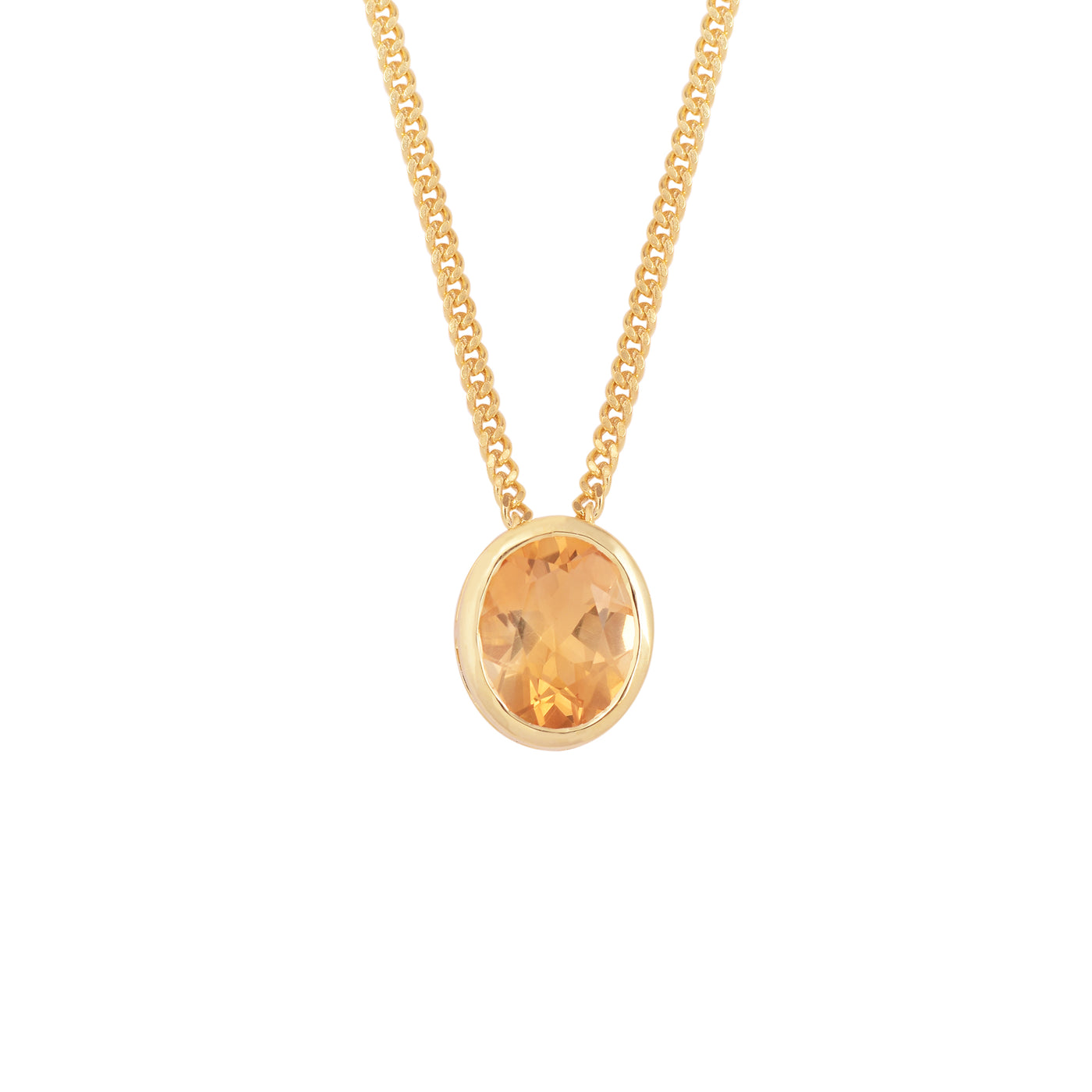 Delicate Oval Citrine Solitaire Necklace