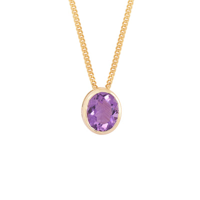 Oval Amethyst Solitaire Bezel Necklace