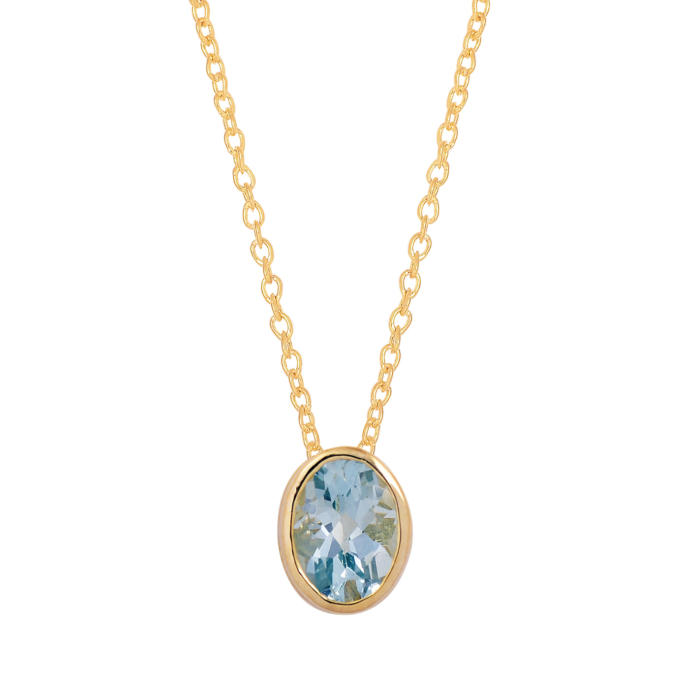 Oval Blue Topaz Solitaire Necklace