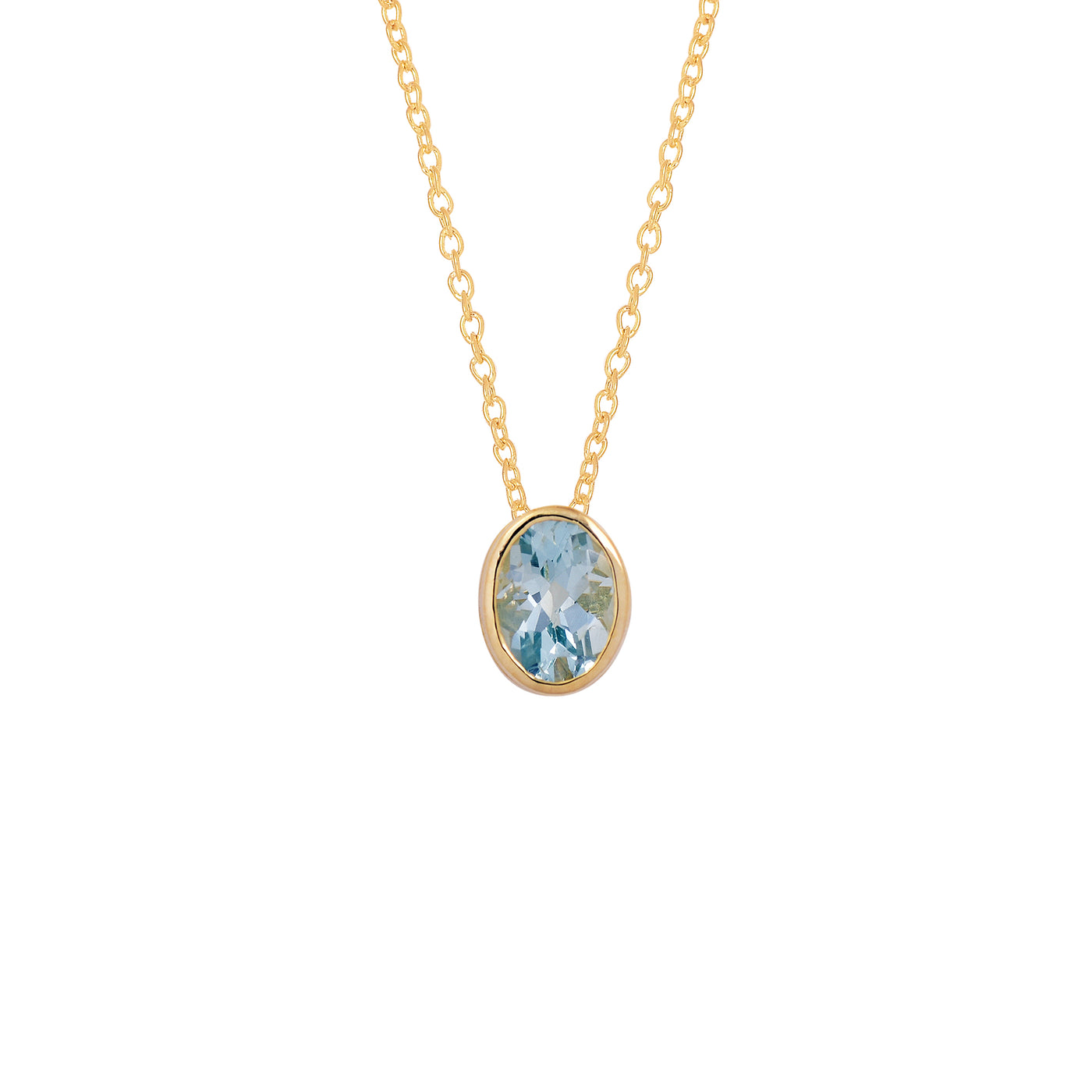 Oval Blue Topaz Solitaire Necklace