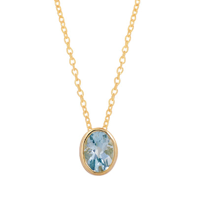 Oval Blue Topaz Solitaire Necklace