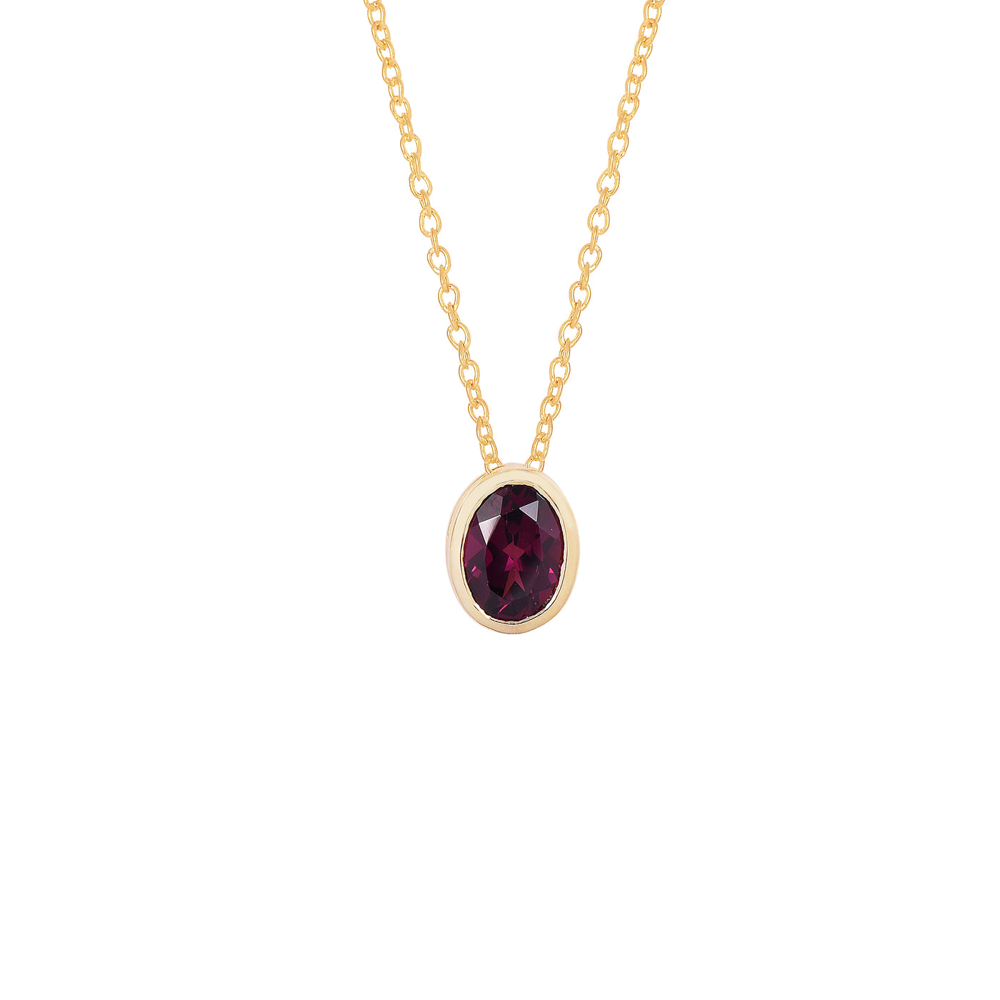 Oval Rhodolite Solitaire Necklace