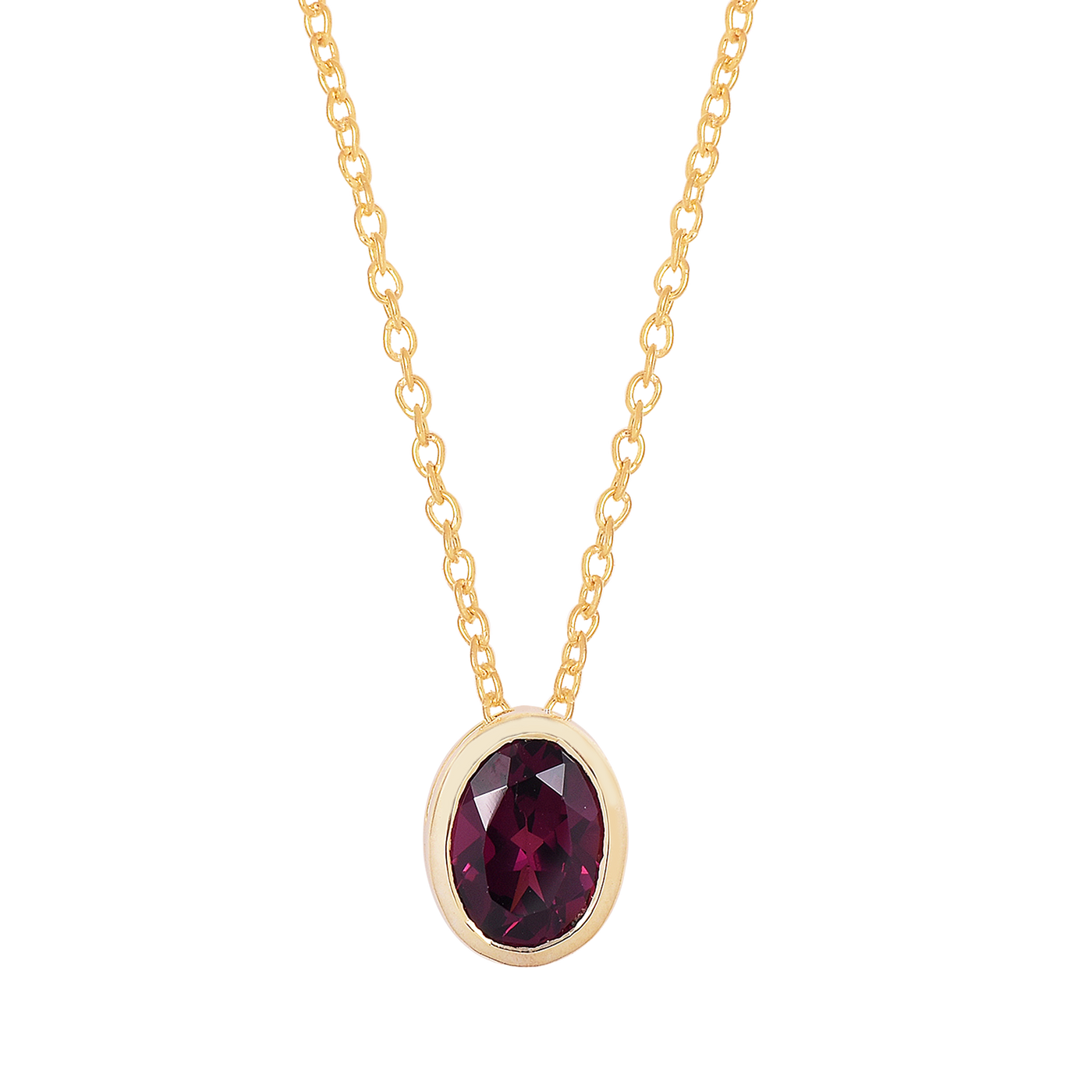 Oval Rhodolite Solitaire Necklace