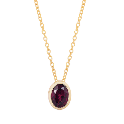 Oval Rhodolite Solitaire Necklace