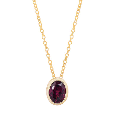 Oval Rhodolite Solitaire Necklace