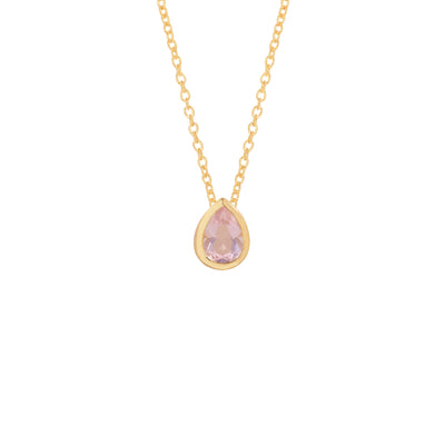 Pear Rose Quartz Solitaire Chain Necklace