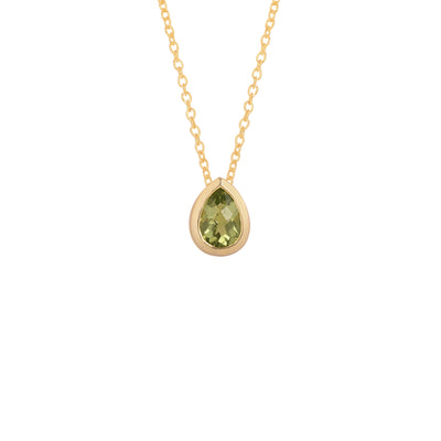 Pear Peridot Solitaire Chain Necklace