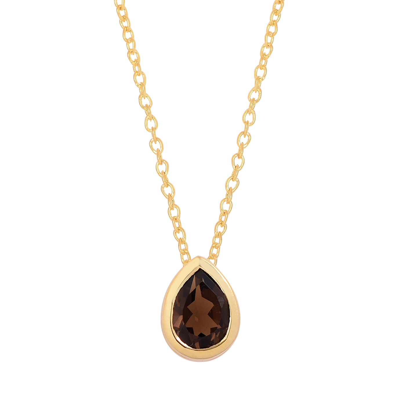 Pear Smokey Quartz Solitaire Necklace