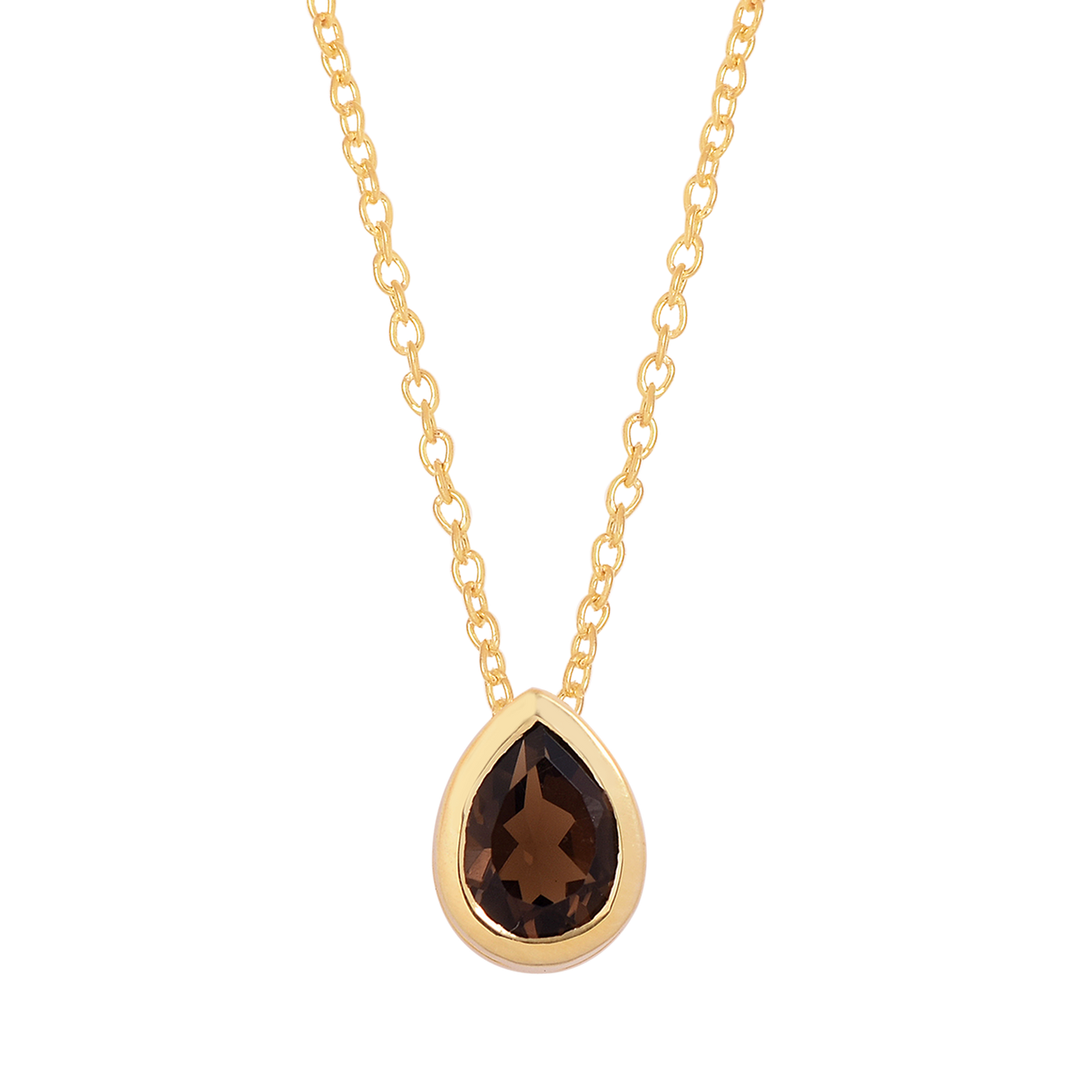 Pear Smokey Quartz Solitaire Necklace