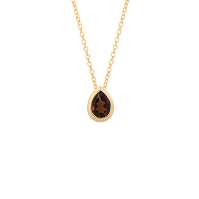 Pear Smokey Quartz Solitaire Necklace