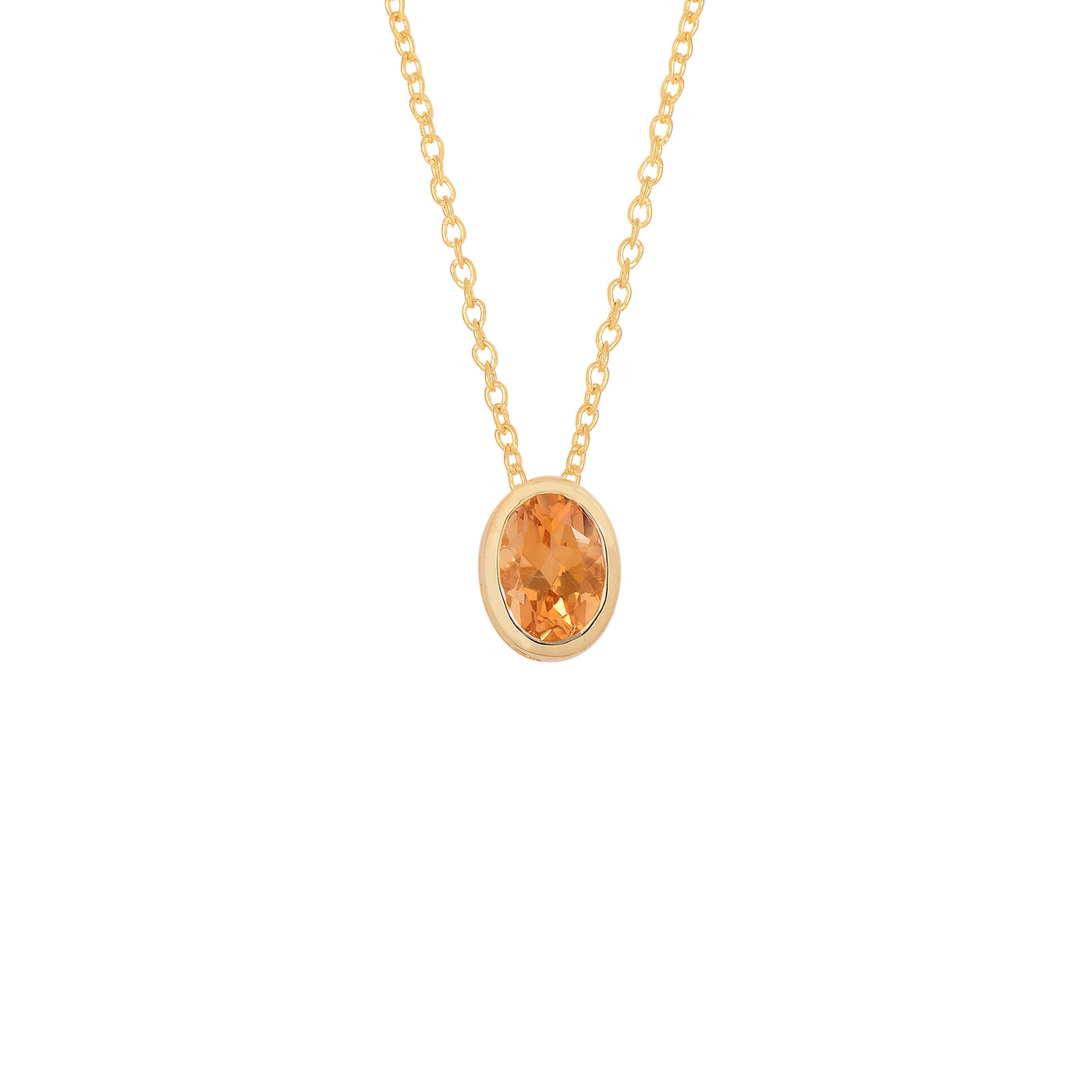 Oval Cut Solitaire Citrine Necklace