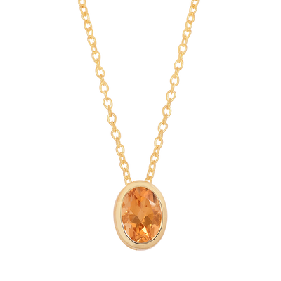 Oval Cut Solitaire Citrine Necklace