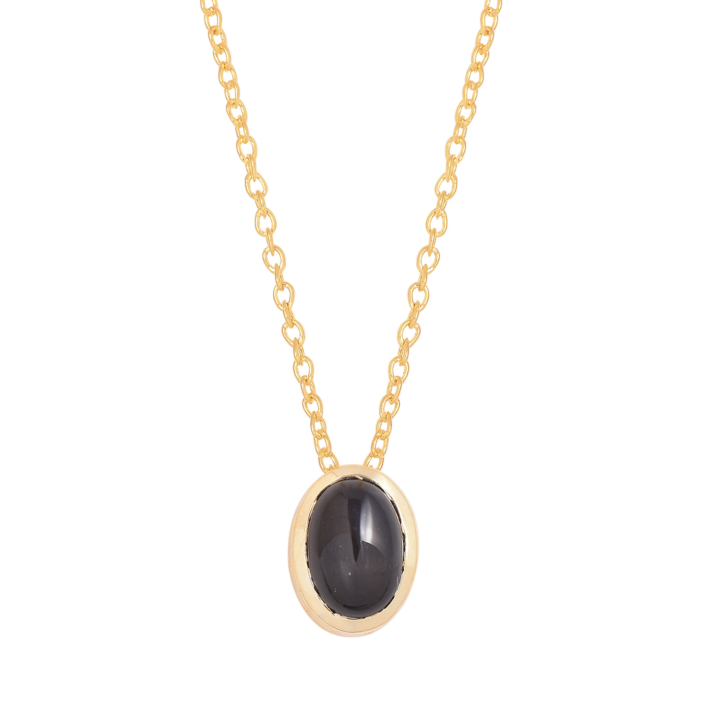 Oval Black Star Solitaire Necklace