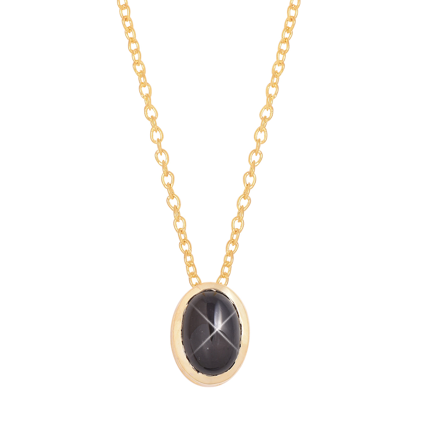 Oval Black Star Solitaire Necklace