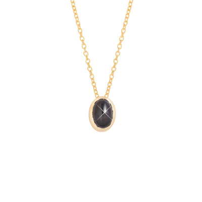 Oval Black Star Solitaire Necklace