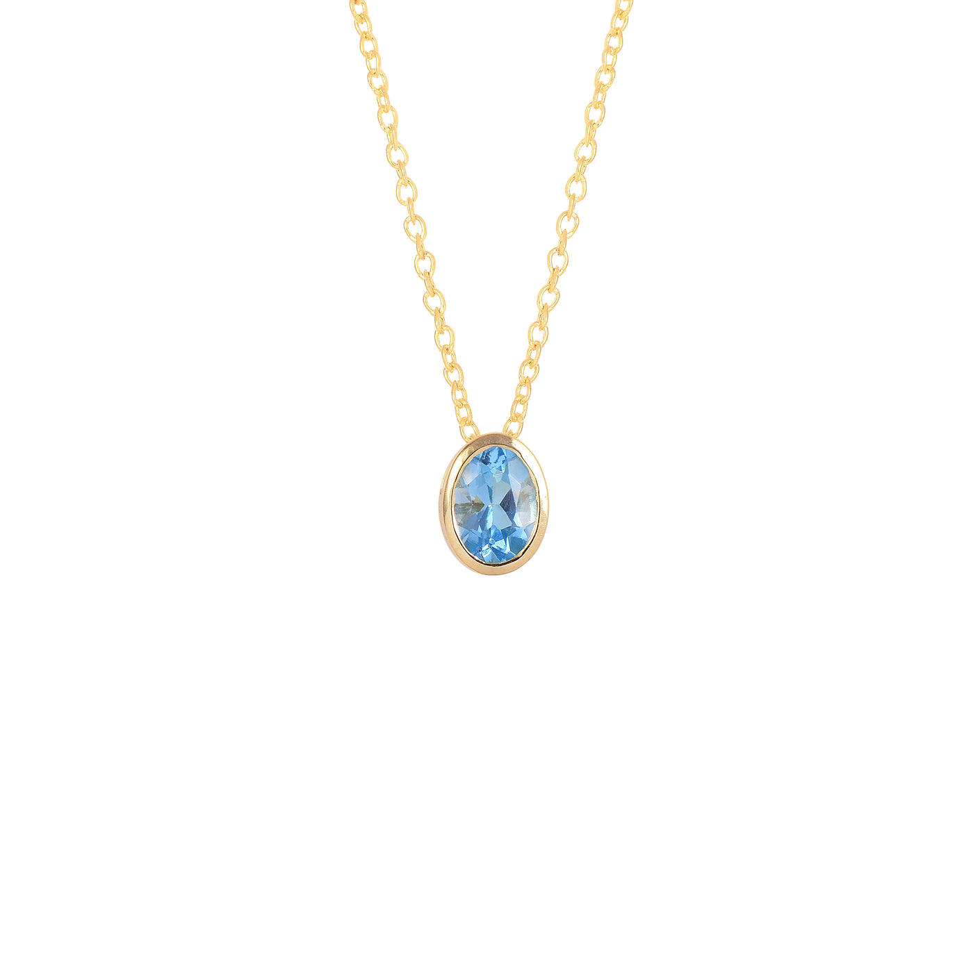 Oval Blue Topaz Solitaire Necklace