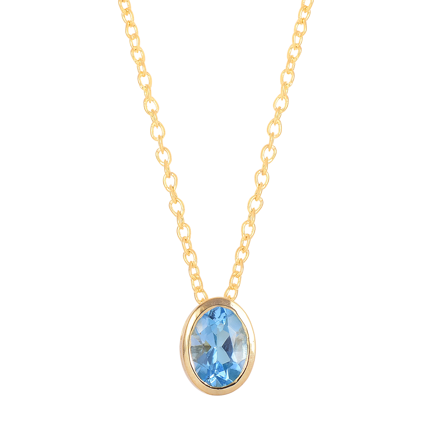 Oval Blue Topaz Solitaire Necklace