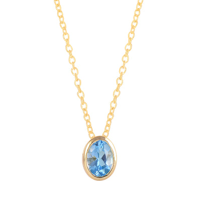 Oval Blue Topaz Solitaire Necklace