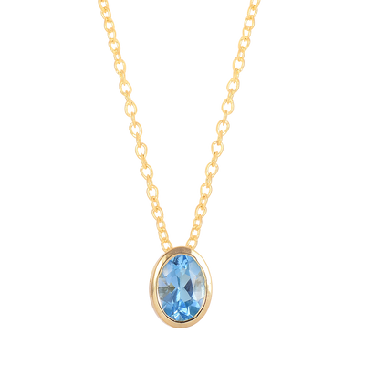 Oval Blue Topaz Solitaire Necklace