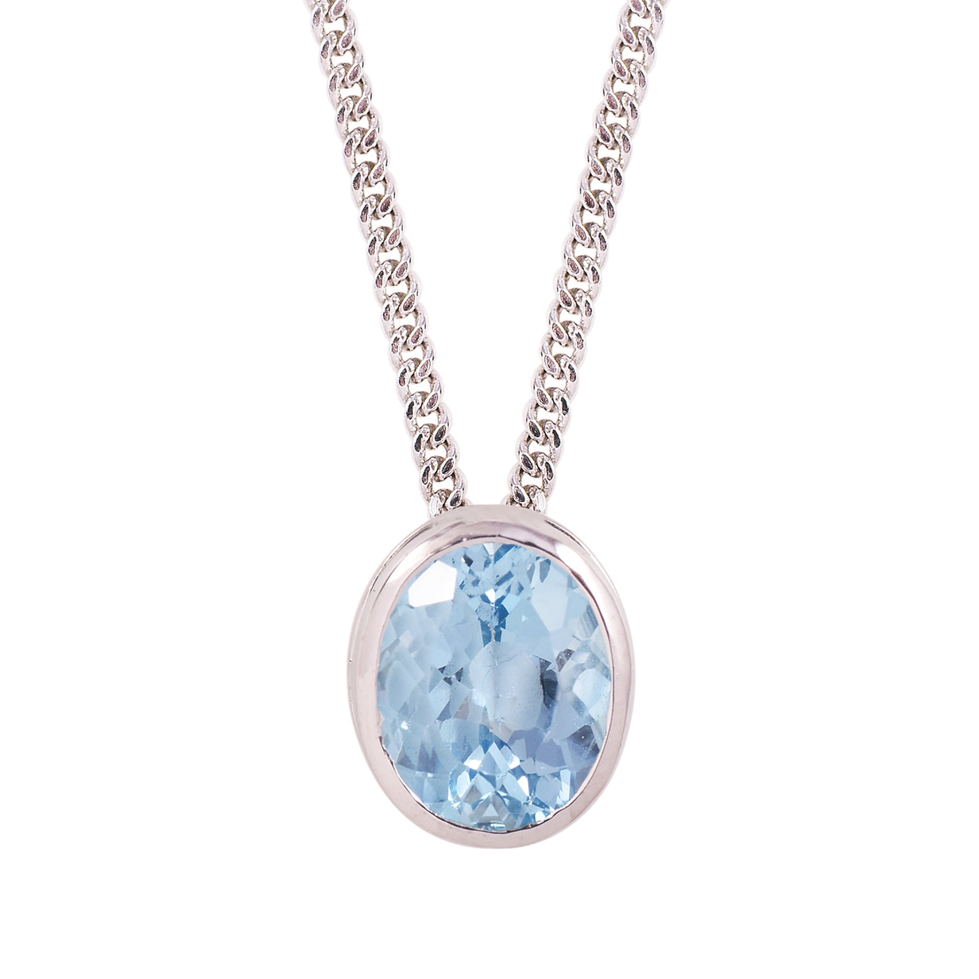 Oval Blue Topaz Solitaire Necklace