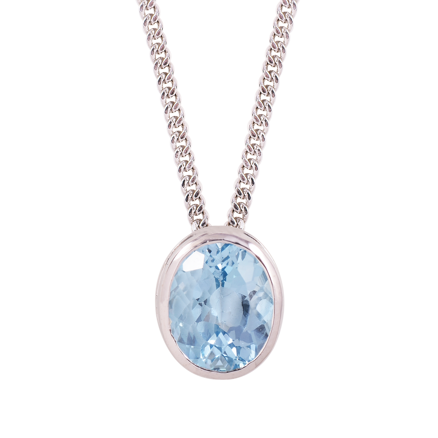 Oval Blue Topaz Solitaire Necklace